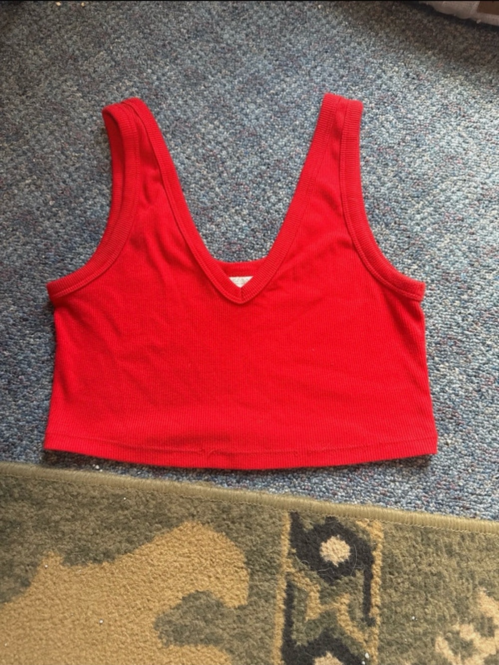 Target Bright Red Ribbed V-Neck Crop Tank